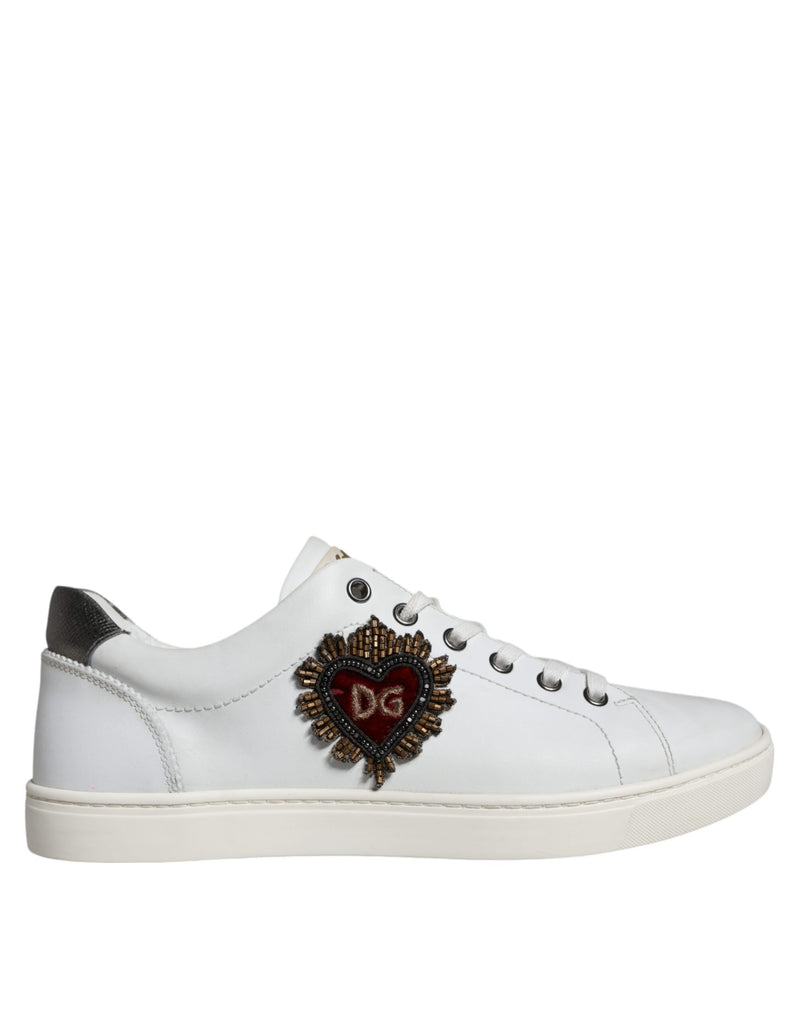 White Leather Heart Low Top Casual Sneakers Shoes