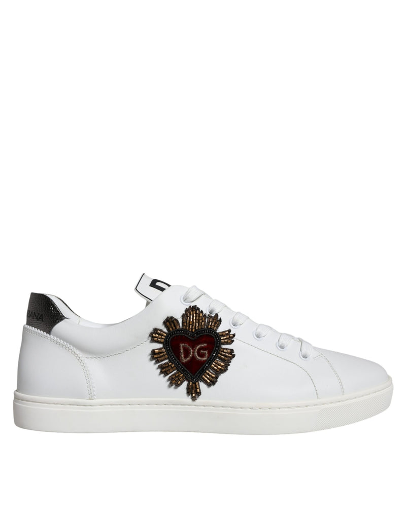 White Leather Heart Low Top Casual Sneakers Shoes