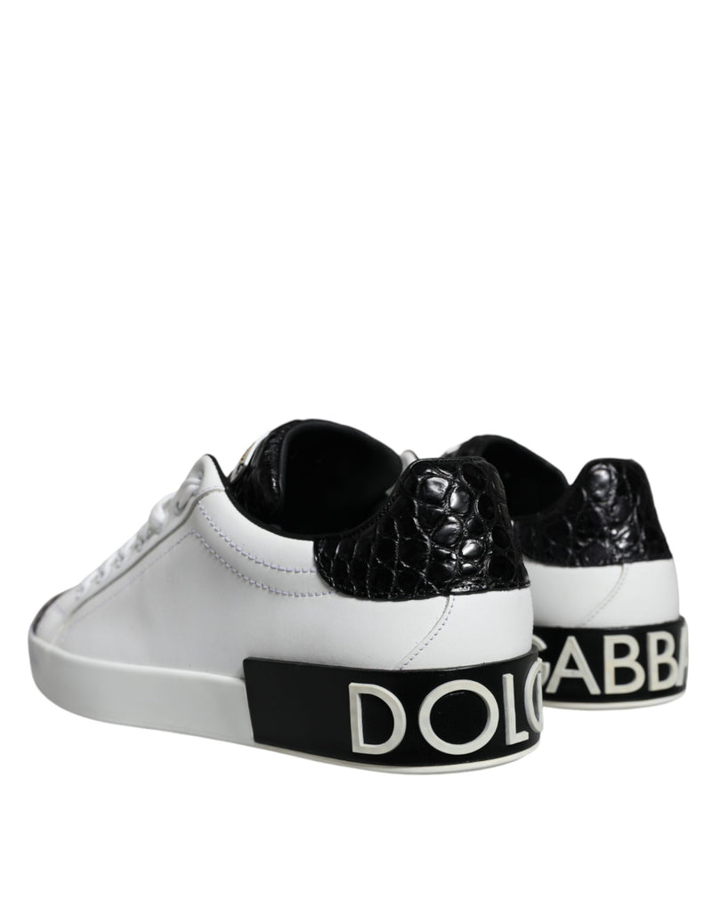 Black Leather Logo Portofino Sneaker Shoes