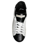 Black Leather Logo Portofino Sneaker Shoes