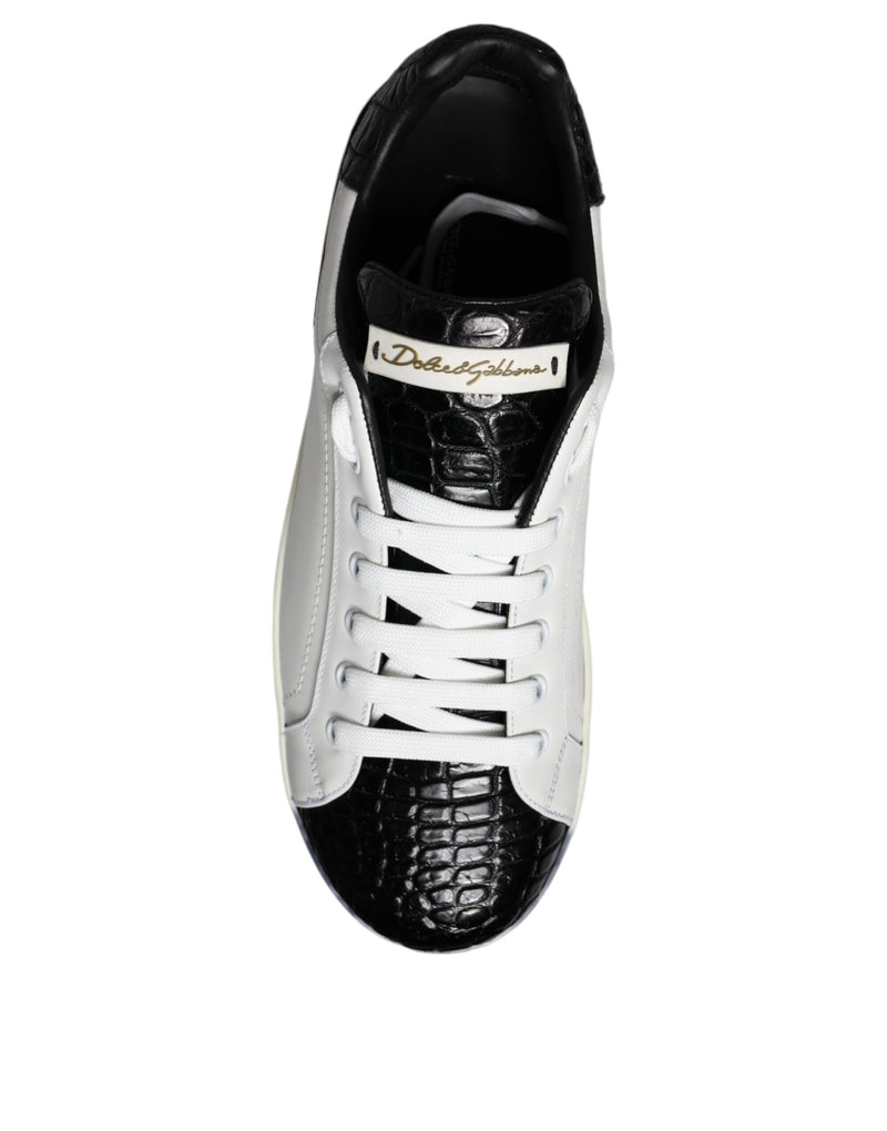 Black Leather Logo Portofino Sneaker Shoes