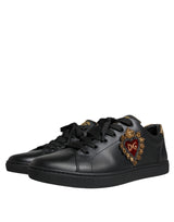 Black Leather Heart Low Top Casual Sneaker Shoes