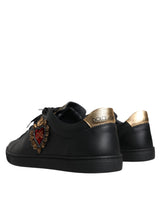 Black Leather Heart Low Top Casual Sneaker Shoes