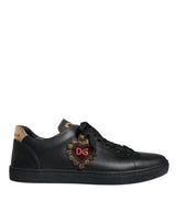 Black Leather Heart Low Top Casual Sneaker Shoes