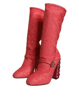 Pink Crystal Lurex Fantasy High Boots Shoes