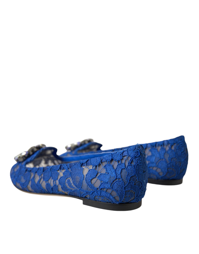 Blue Lace Crystal Ballet Flats Loafers Shoes