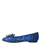 Blue Lace Crystal Ballet Flats Loafers Shoes