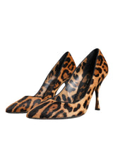 Brown Leopard Calf Hair Heels Pumps Shoes