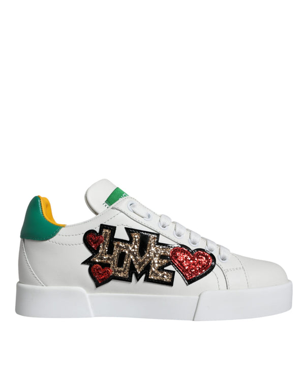 White Love Patch Portofino Sneakers Shoes