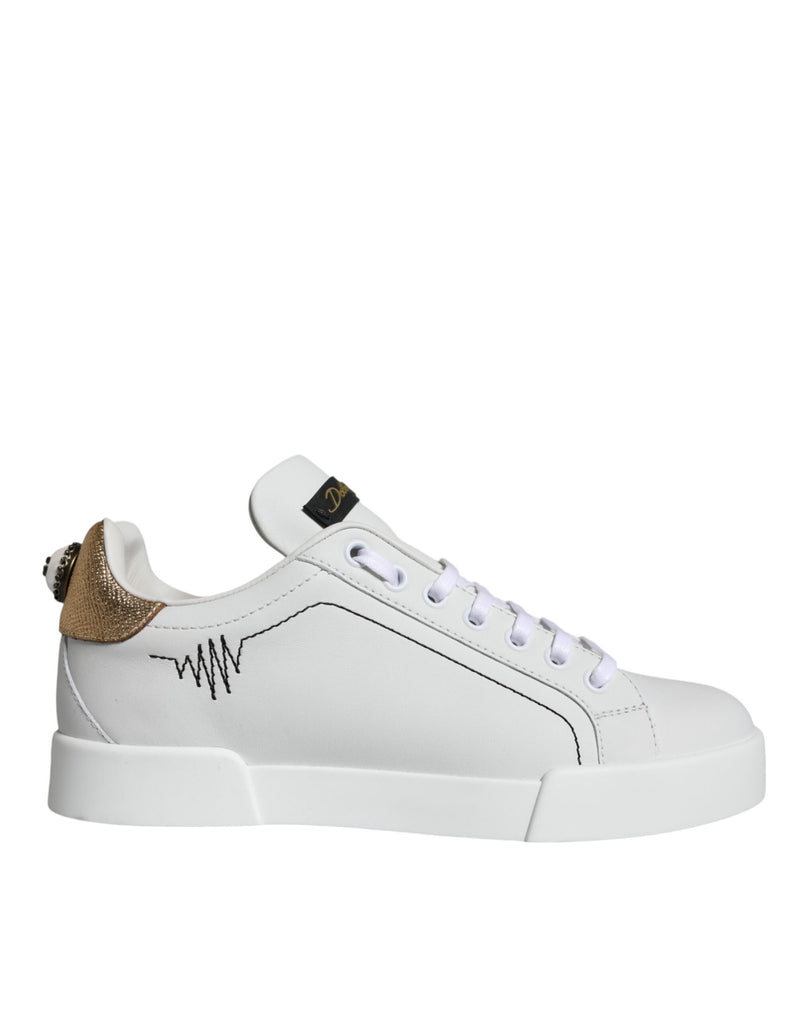 White Leather Portofino Low Top Sneaker Shoes