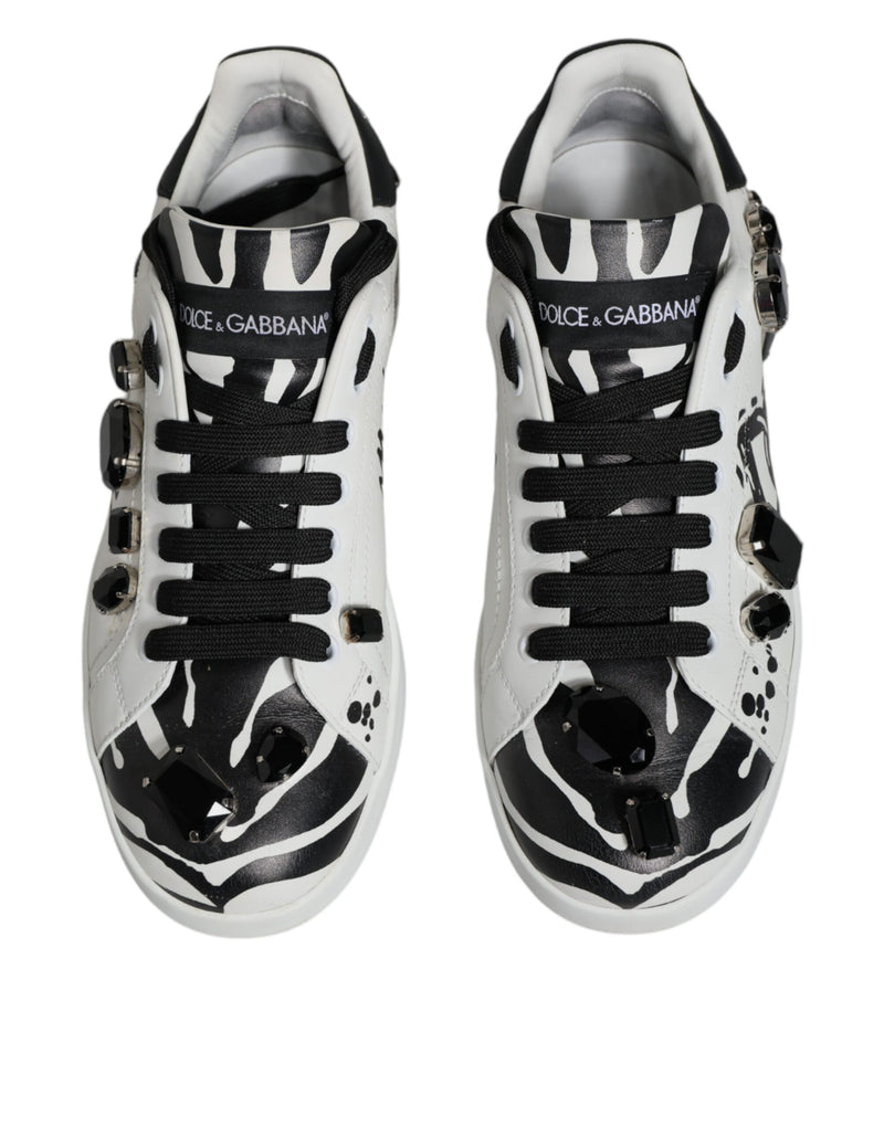 White Crystal Portofino Low Top Sneaker Shoes