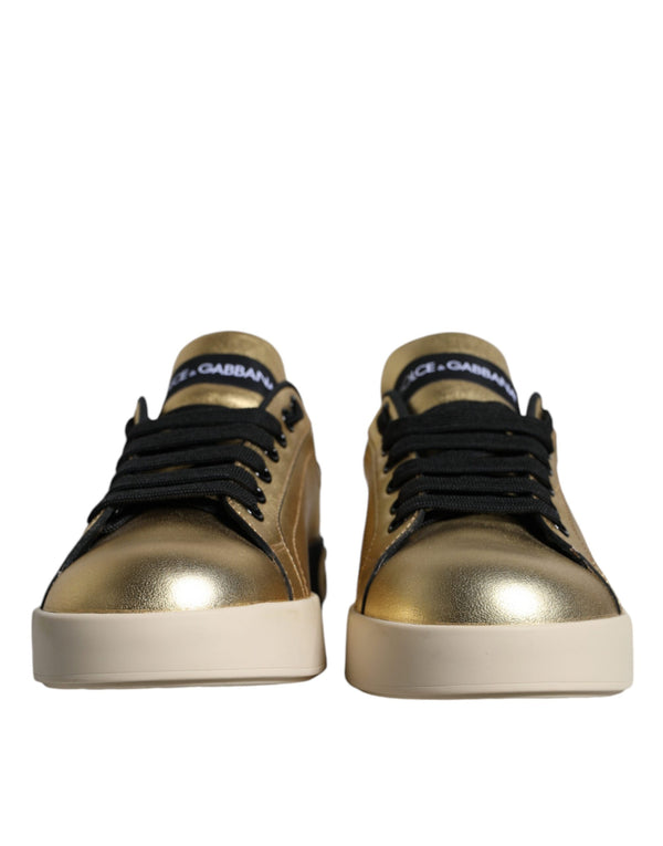 Gold Portofino Calf Leather Sneakers Shoes