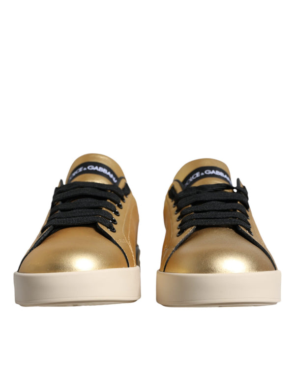 Gold Portofino Calf Leather Sneakers Shoes