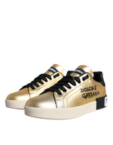 Gold Portofino Calf Leather Sneakers Shoes