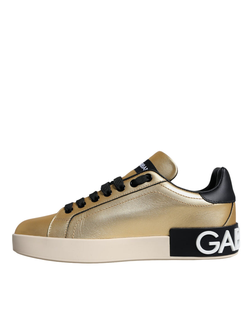 Gold Portofino Calf Leather Sneakers Shoes