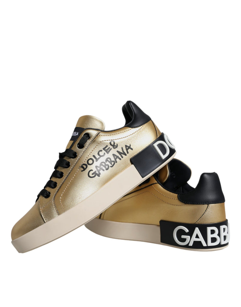 Gold Portofino Calf Leather Sneakers Shoes