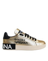 Gold Portofino Calf Leather Sneakers Shoes