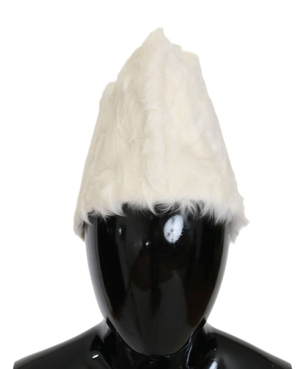 Élégant chapeau d'hiver de bonnet de fouton blanc de fourrure