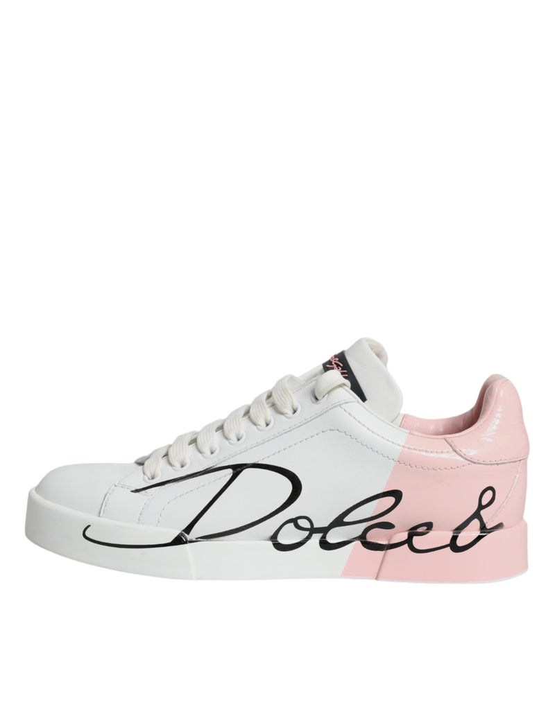 White Pink Portofino Low Top Sneakers Shoes