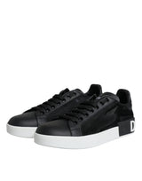 Black Calf Leather Portofino Sneakers Shoes