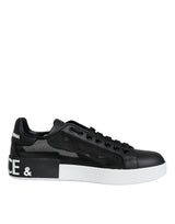 Black Calf Leather Portofino Sneakers Shoes