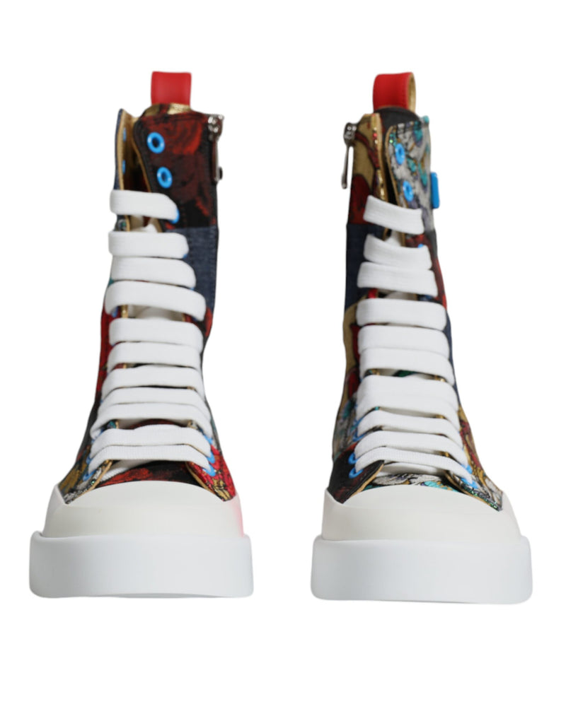 Multicolor Patchwork Logo High Top Sneakers Shoes