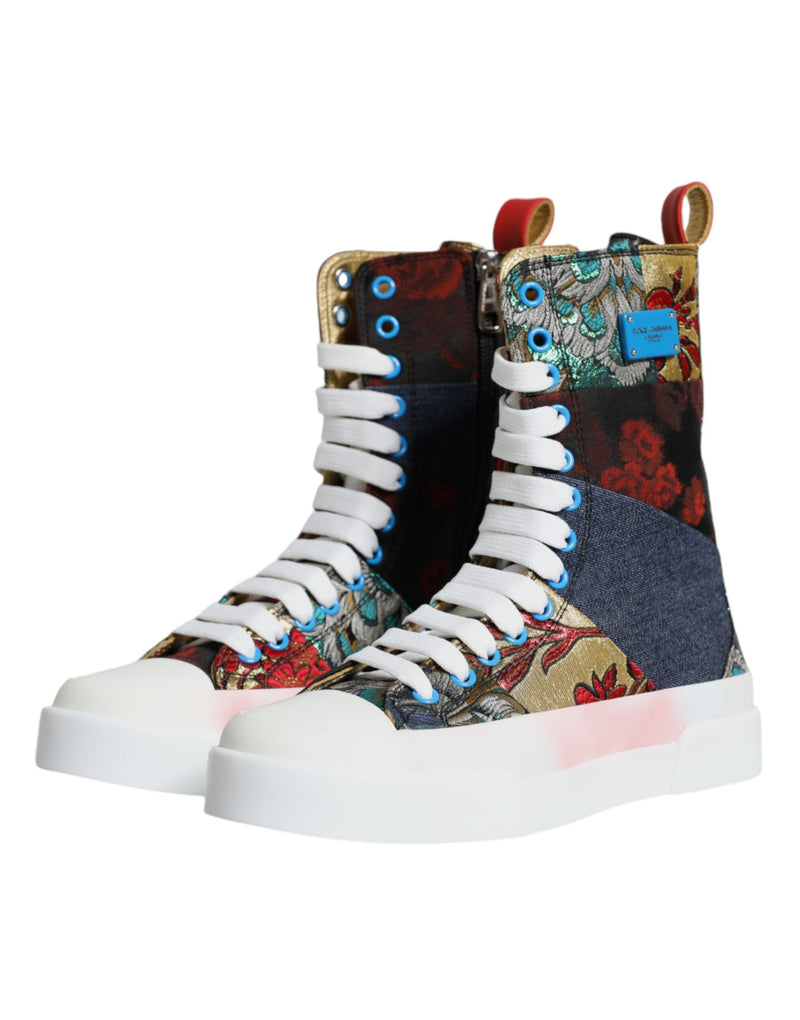 Multicolor Patchwork Logo High Top Sneakers Shoes