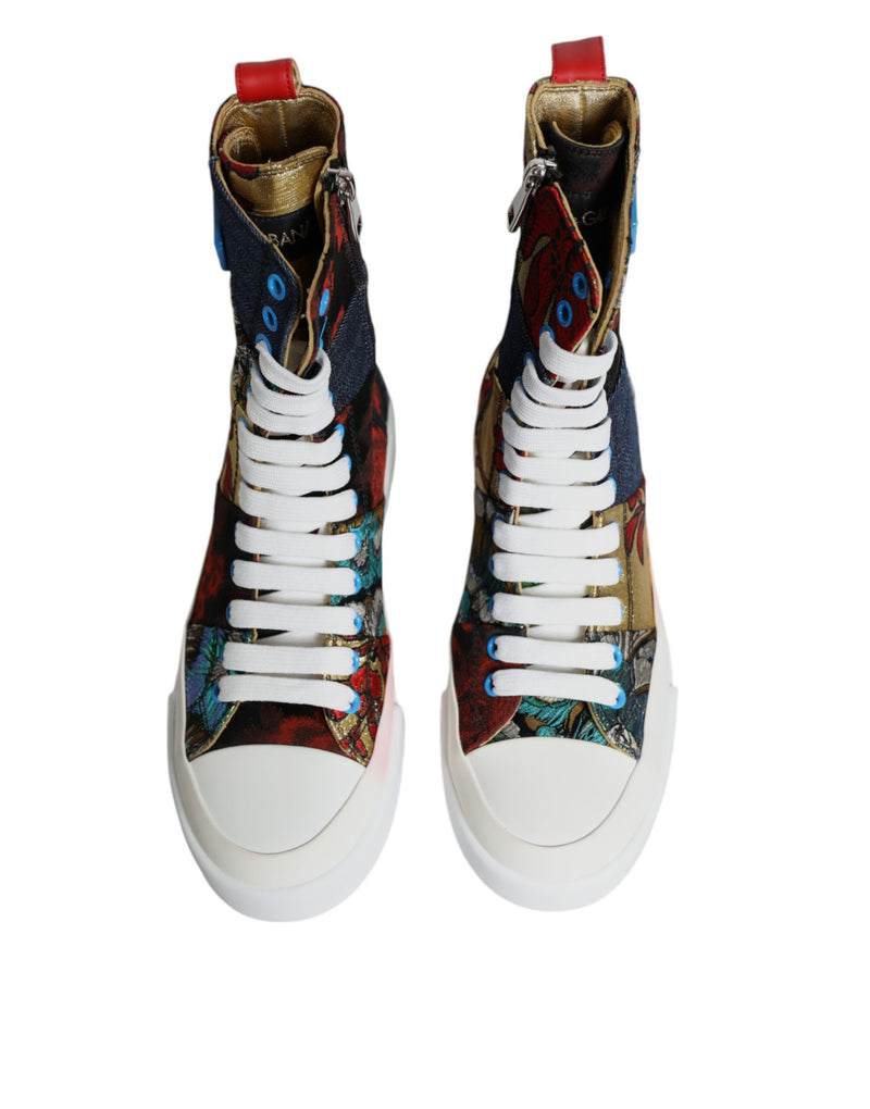 Multicolor Patchwork Logo High Top Sneakers Shoes