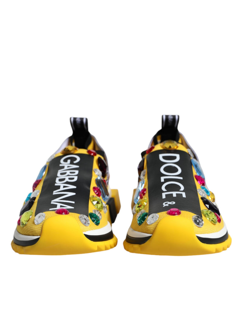 Yellow Sorrento Crystals Low Top Sneakers Shoes