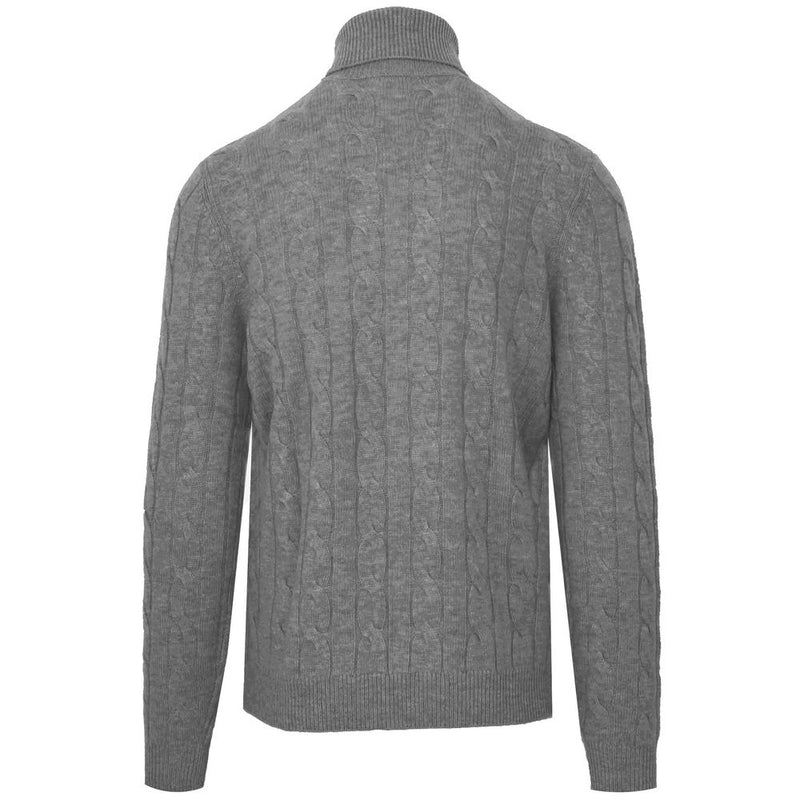 Gray Wool Men Turtleneck Sweater