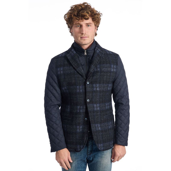 Blue Wool Men Jacket