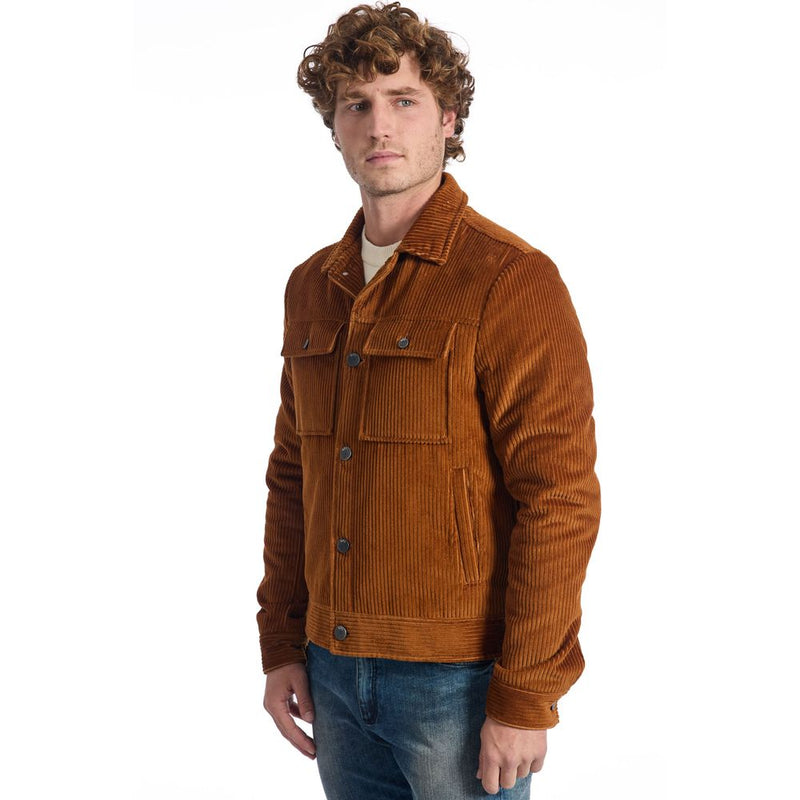 Brown Cotton Men Jacket