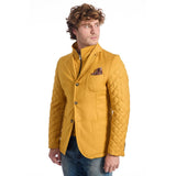 Yellow Viscose Men Jacket