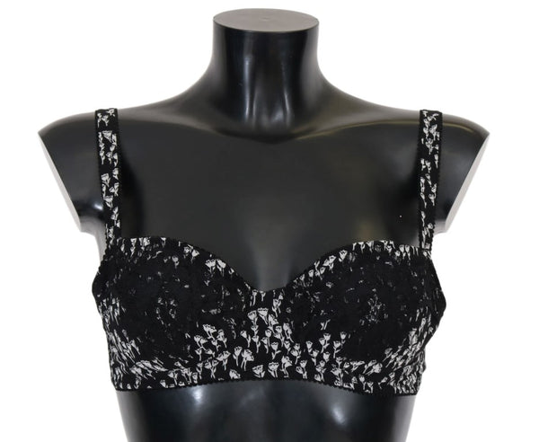 Élégant soutien-gorge en soie en dentelle à fleurs noir