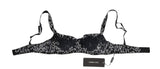 Elegante reggiseno di seta in pizzo floreale nero