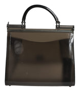 Black PVC SICILY Logo Tote Top Handle Bag