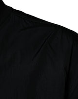 Black Cotton Full Zip Bomber Long Sleeves Jacket