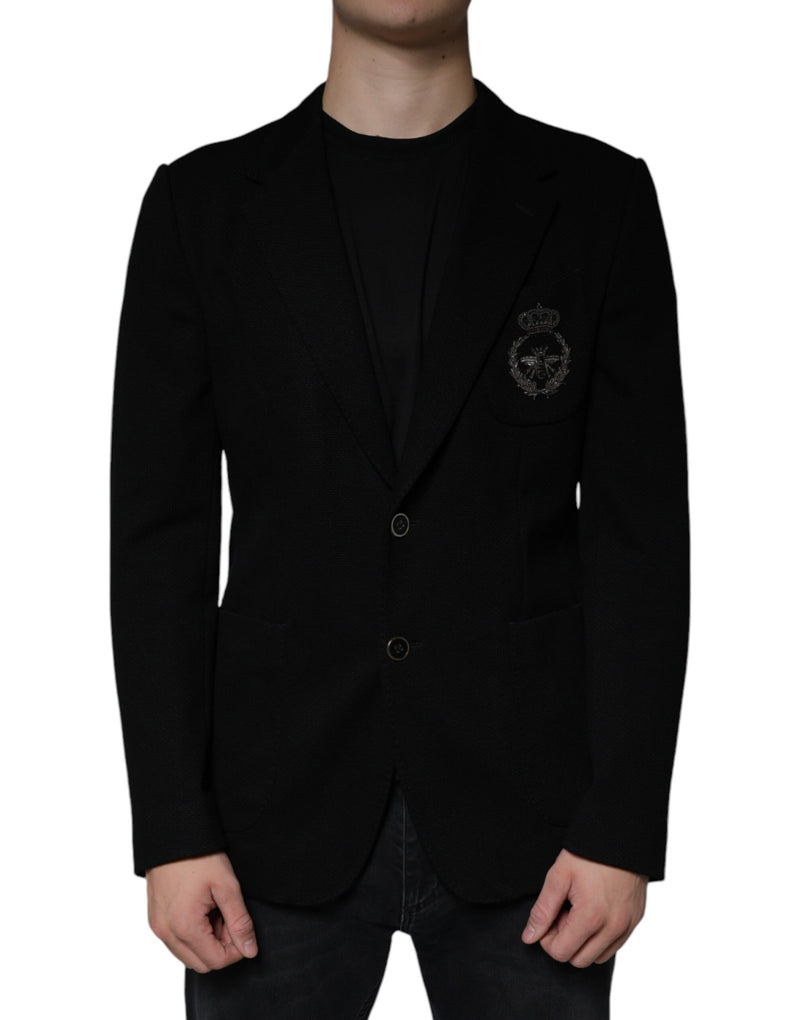 Black Crown Bee Single Breasted Coat Blazer