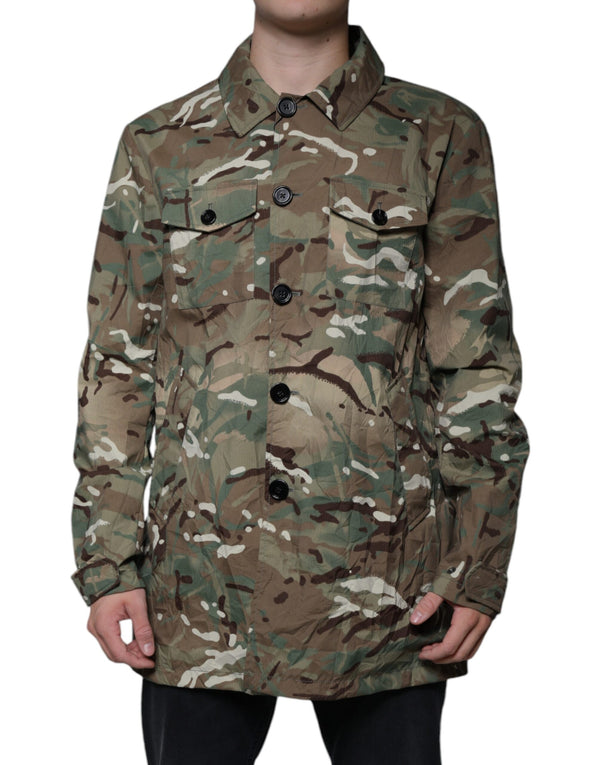 Multicolor Camouflage Collared Coat Jacket