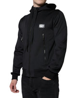 Black Hooded Logo Plaque Bomber Jacket