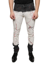 Black White Printed Skinny Men Denim Jeans