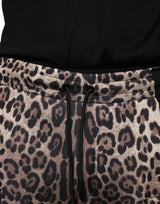 Brown Leopard Polyester Jogger Pants