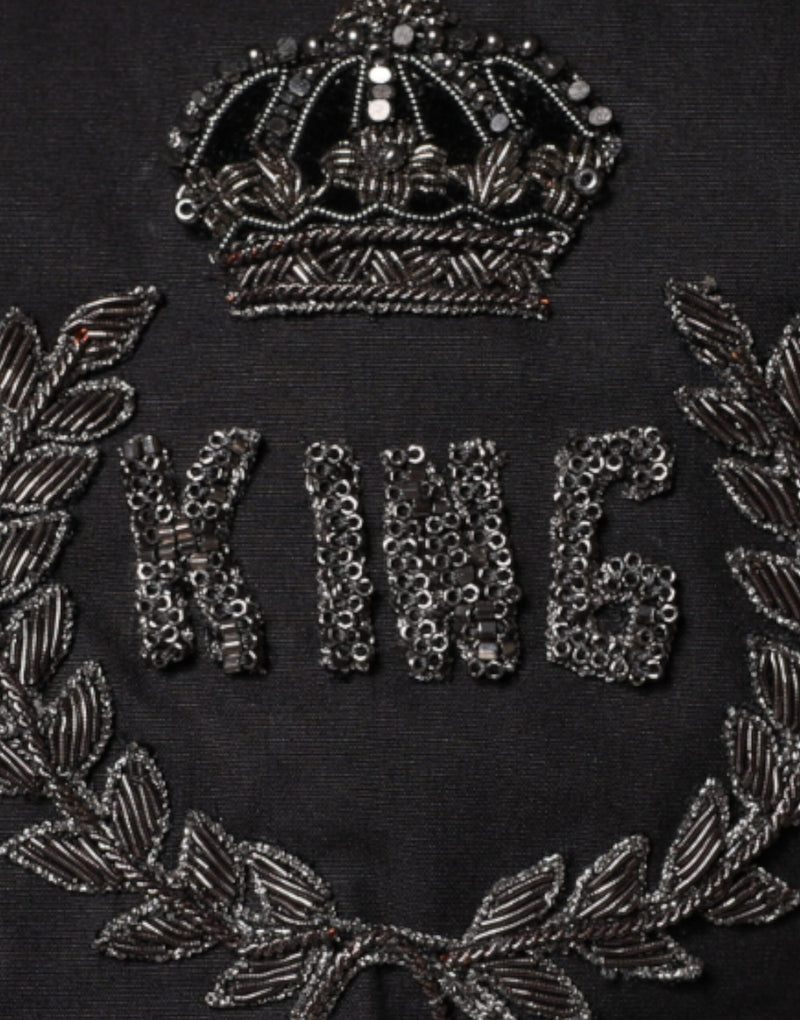 Black King Crown Embroidered GOLD Dress Shirt