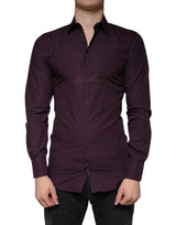 Dark Violet Cotton Dress GOLD Men Formal Shirt