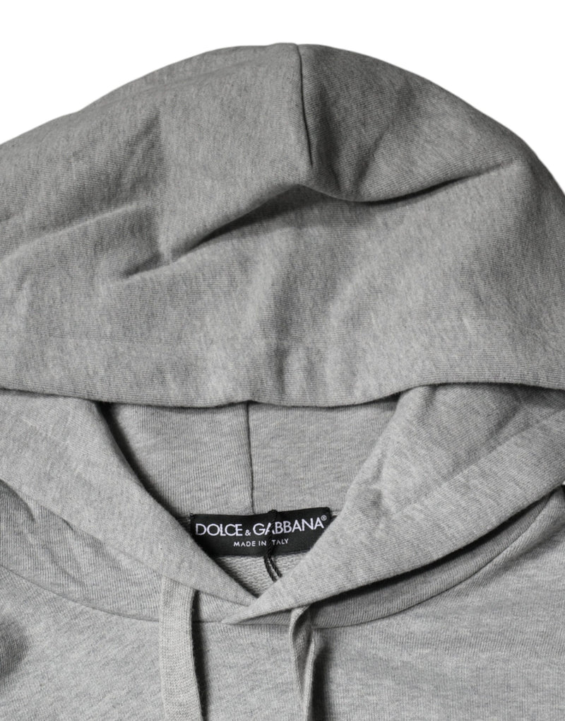 Gray Cotton Logo Hooded Sweatshirt Sweater