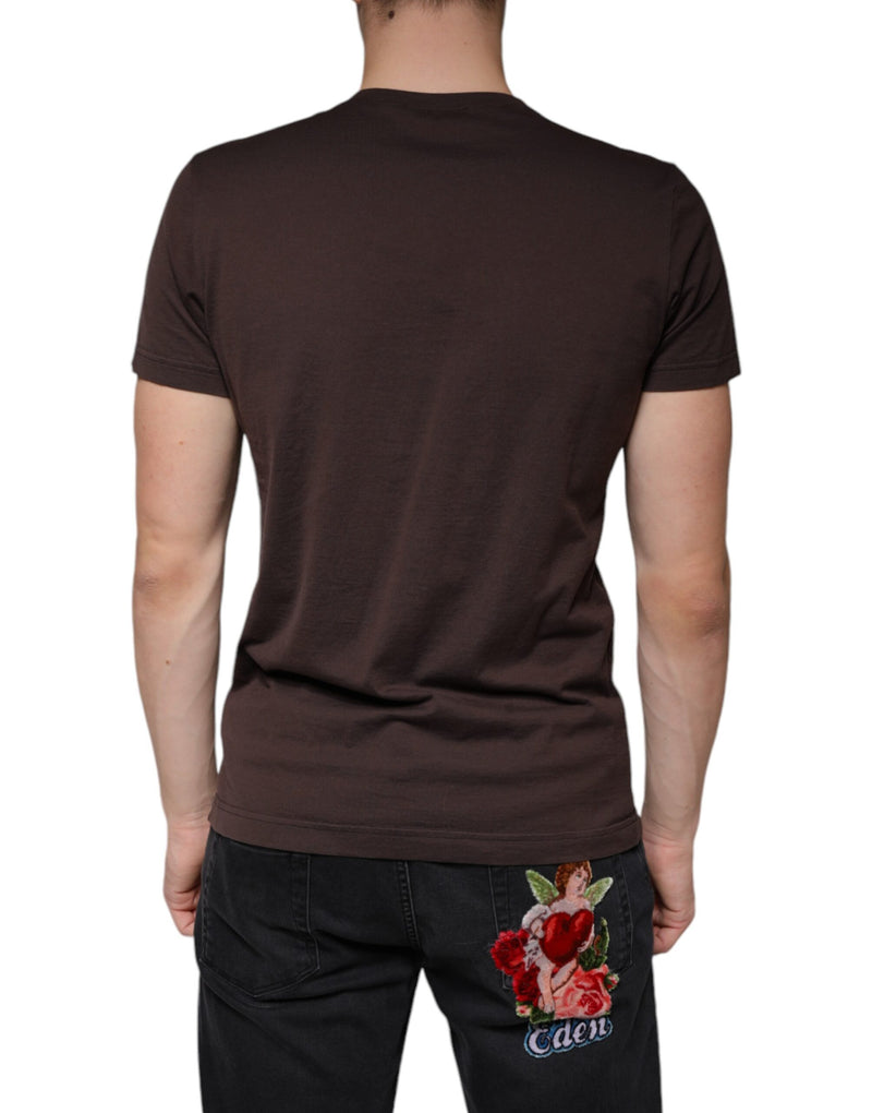 Brown New Year 2015 Cotton Crew Neck T-shirt