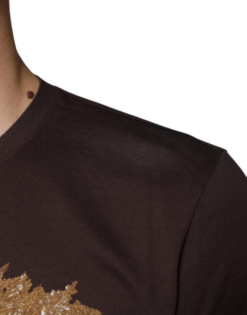 Brown New Year 2015 Cotton Crew Neck T-shirt