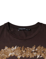 Brown New Year 2015 Cotton Crew Neck T-shirt