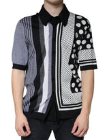 Black White Polka Dot Collared Polo T-shirt