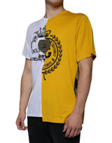 White Yellow Logo Print Short Sleeve T-shirt